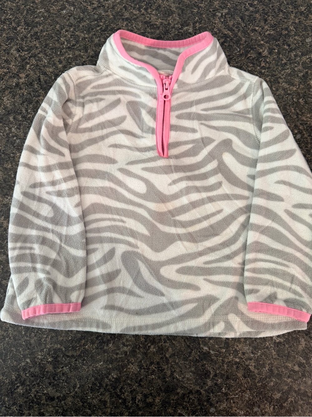 OshKosh B'gosh Gray Zebra Fleece Pullover with Pink Trim
